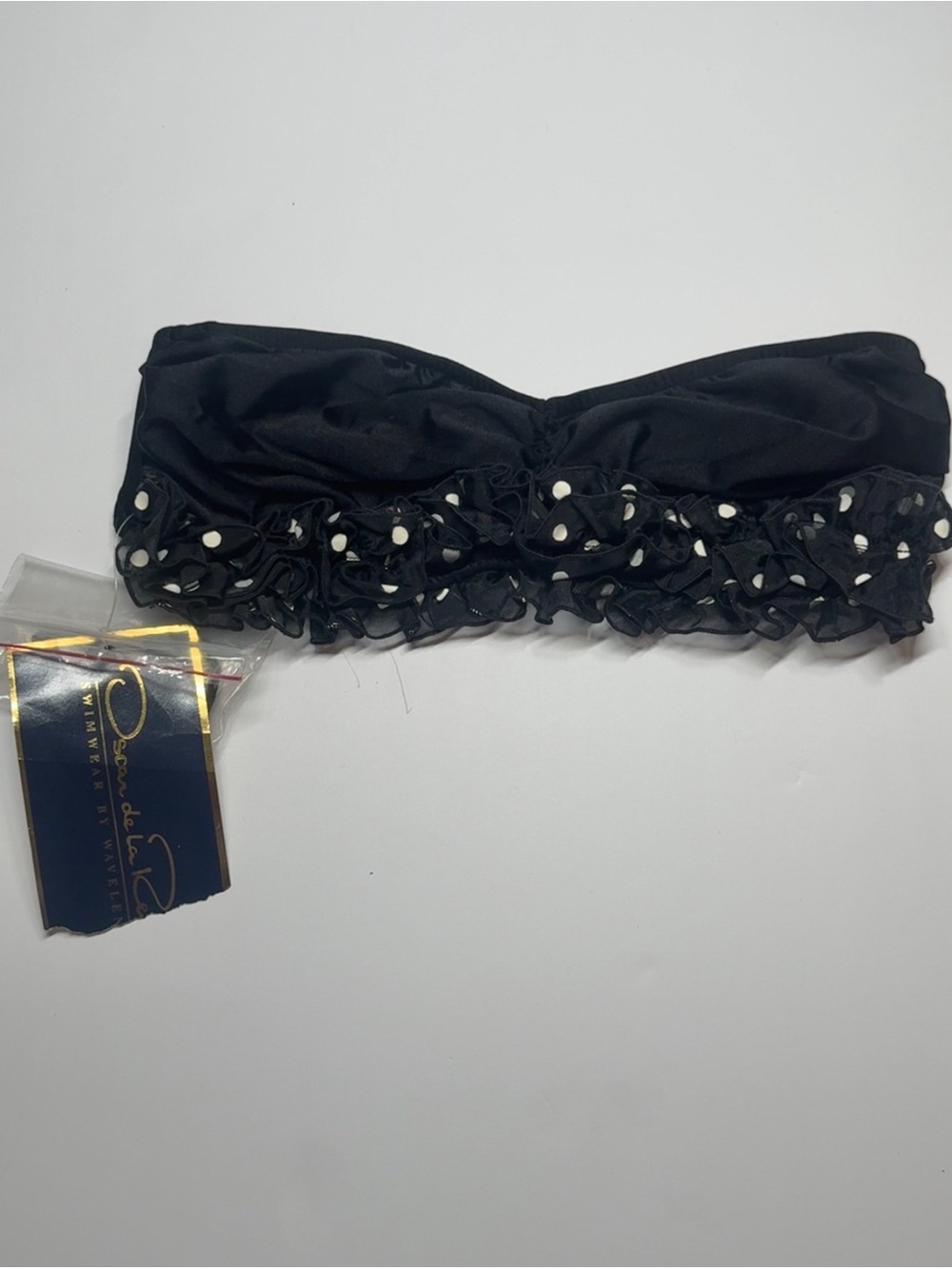 Oscar de la Renta Vintage NWT Black Ruffle Bikini Top Sz 12